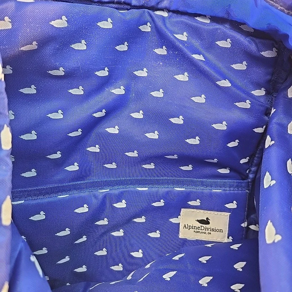 Alpine Division McKenzie Grey Roll Top Backpack 28L Portland OR Duck Print Liner